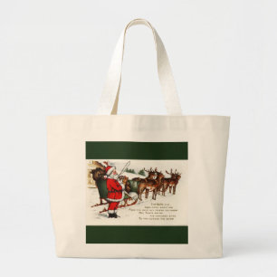 Santa und Schlitten mit Rentier Jumbo-Tragetasche Jumbo Stoffbeutel