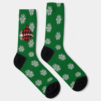 Santa- und Schlitten-Schmuck-Socken mit Schneefloc Socken