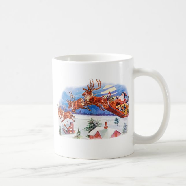 Santa und sein fliegender Rentier Tasse (Rechts)