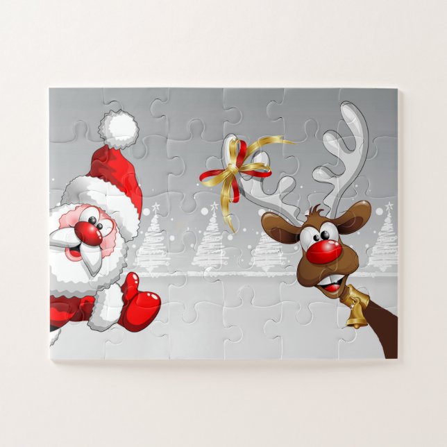 Santa und sein Reindeer Rudolph Easy Puzzle (Horizontal)