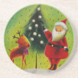 Santa und sein Rentier Getränkeuntersetzer