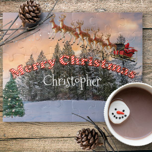 Santa und sein Rentier Personalisiert Puzzle