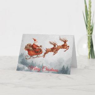 Santa und sein Schlitten Feiertagskarte