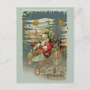 Santa und seine Phantastische Flugmaschine Postkar Feiertagspostkarte