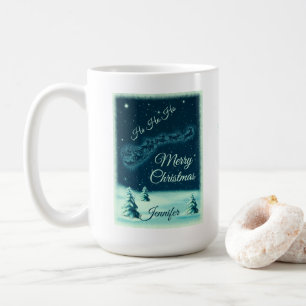 Santa und seine Rentiere Weihnachtsnacht Himmel Kaffeetasse