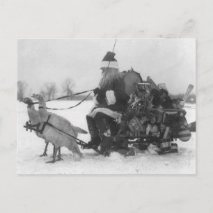 Santa und seine Truthahn-Rentiere Feiertagspostkarte