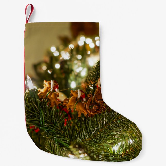 Santa und Sleigh Kleiner Weihnachtsstrumpf (Vorderseite)