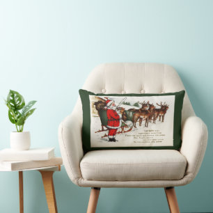 Santa und Sleigh mit Rentier Lumbar Pillow Lendenkissen