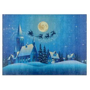 Santa und Sleigh Schneidebrett