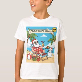 Santa und Snowman am Strand T-Shirt
