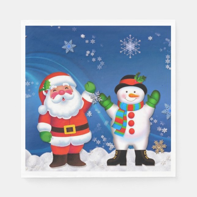 Santa und Snowman Serviette (Vorderseite)