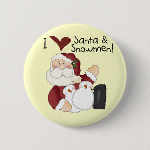 Santa und Snowmen T - Shirt und Geschenke Button