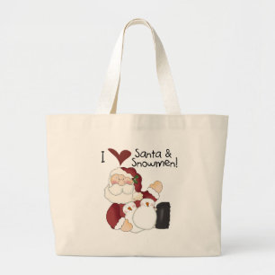 Santa und Snowmen T - Shirt und Geschenke Jumbo Stoffbeutel