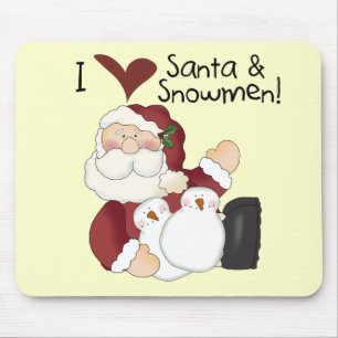 Santa und Snowmen T - Shirt und Geschenke Mousepad