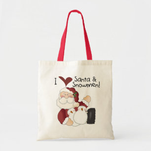 Santa und Snowmen T - Shirt und Geschenke Tragetasche