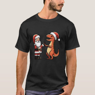 Santa und T Rex Dinosaur Hoch Fiving Funny Christm T-Shirt