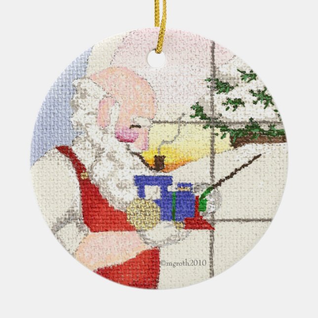 Santa und Zug Keramikornament (Vorne)