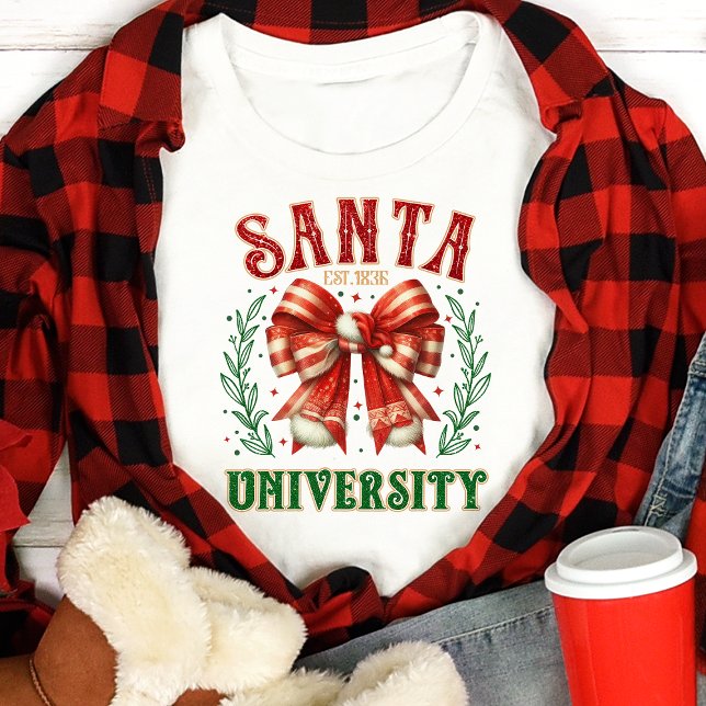 Santa University Bow Coquette Weihnachten Tri-Blend Shirt (Von Creator hochgeladen)