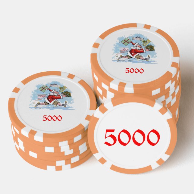 Santa Unvorbereitet 5000 gestreifter Poker Chip (Stapel)