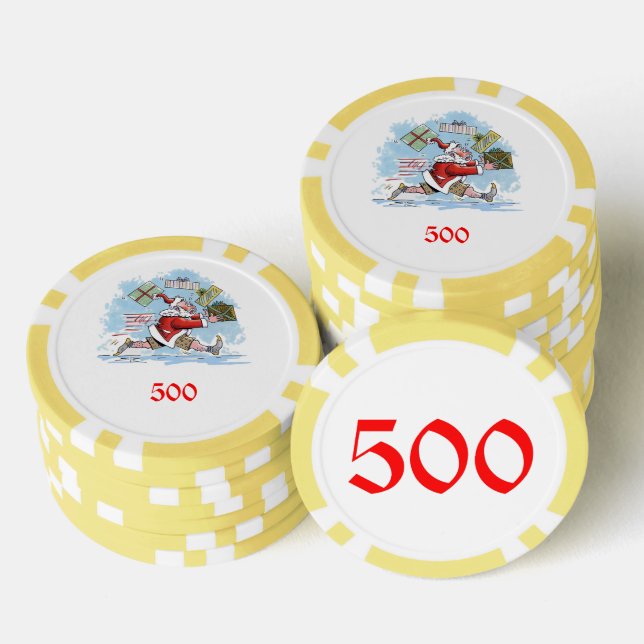 Santa Unvorbereitet 500 gestreifter Poker Chip (Stapel)