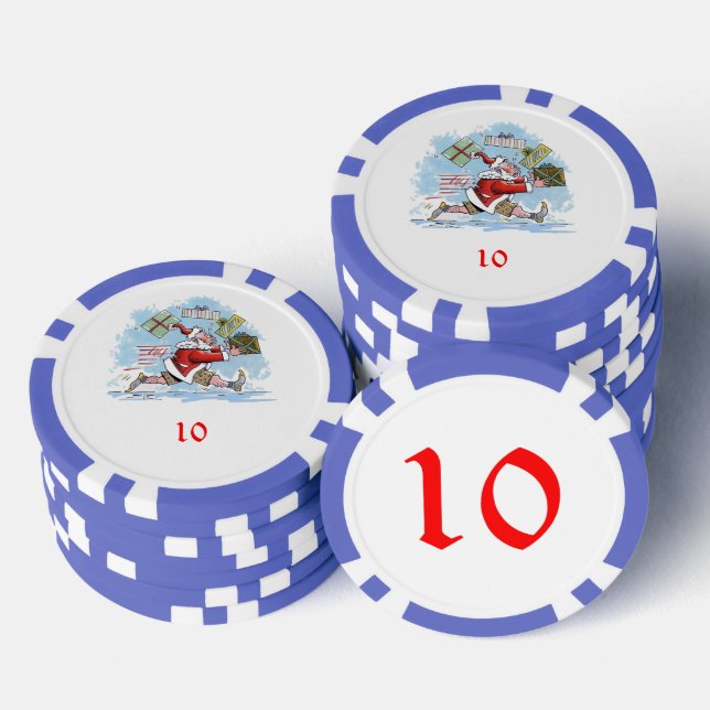 Santa Unvorbereitet blauer 10 gestreifter Poker Ch Pokerchips (Stapel)