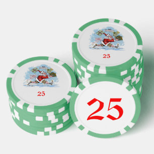 Santa Unvorbereitet grüner 25 gestreifter Poker Ch Pokerchips