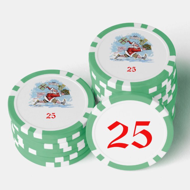 Santa Unvorbereitet grüner 25 gestreifter Poker Ch Pokerchips (Stapel)