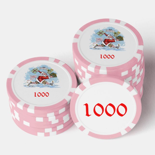 Santa Unvorbereitet rosa 1000 gestreifter Poker Ch Pokerchips (Stapel)