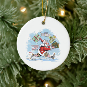 Santa Unvorbereitet runde Keramik-Weihnachtsbauman Keramik Ornament