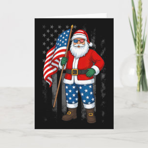 Santa Usa Amerikanische Flagge Weihnachten Im Juli Karte