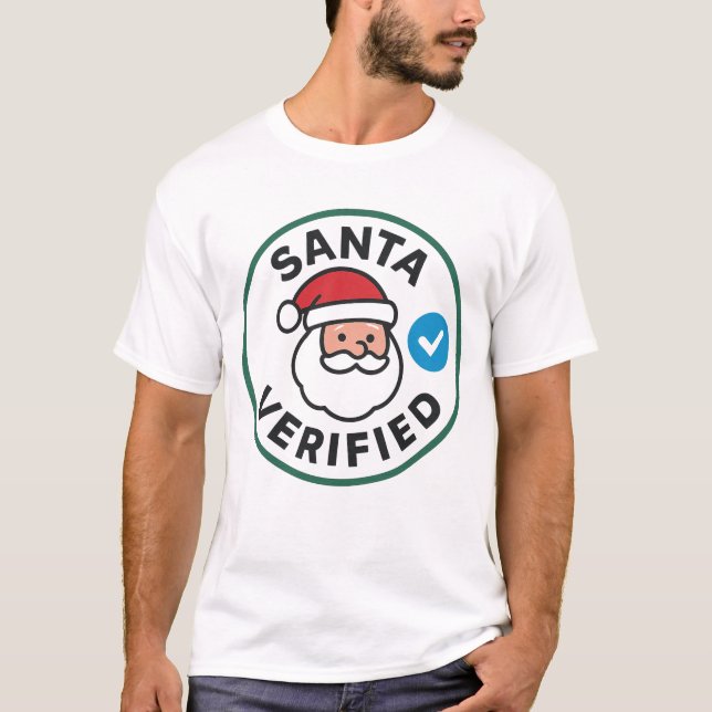 Santa Verified Modern Christmas Social Media Humor T-Shirt (Vorderseite)