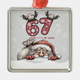 Santa versteckt sich vor dem Sechs-Sieben-Weihnach Ornament Aus Metall