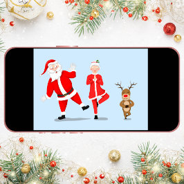 Santa versucht, Yoga mit Frau Claus & Rentier zu m Karte