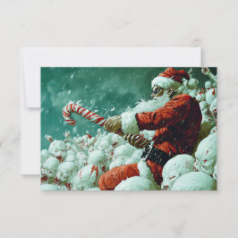 Santa Versus The Snowmen Flat Greeting Card Karte
