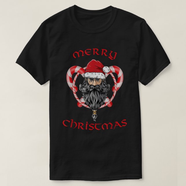 Santa Viking Weihnachtsmann T-Shirt (Design vorne)