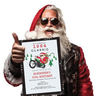 Santa Vintag Classic Motorradfahrer Geburtstag Einladung