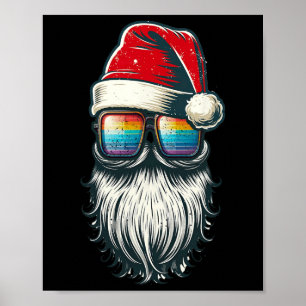Santa Vintag Glasses Rainbow Weihnachts-Weihnachts Poster