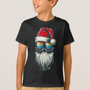 Santa Vintag Glasses Rainbow Weihnachts-Weihnachts T-Shirt