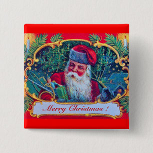 SANTA VINTAG MIT CHRISTMAS GIFTS BUTTON
