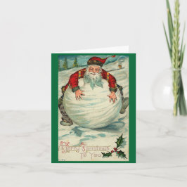 Santa Vintag Snowball Feiertagskarte