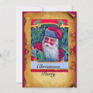 SANTA VINTAGE CHRISTMAS PARTY 1 Gold Einladung