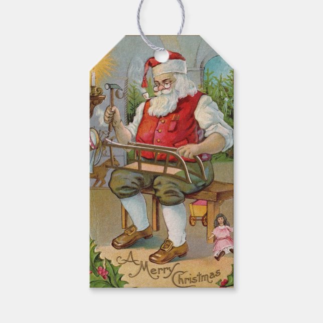 Santa Vintage Geschenkmarke Geschenkanhänger (Vorderseite)