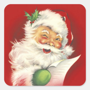 Santa Vintage Quadratischer Aufkleber
