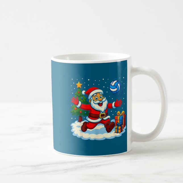 Santa Volleyball Playing Srt Christmas Tree Xmas P Kaffeetasse (Rechts)