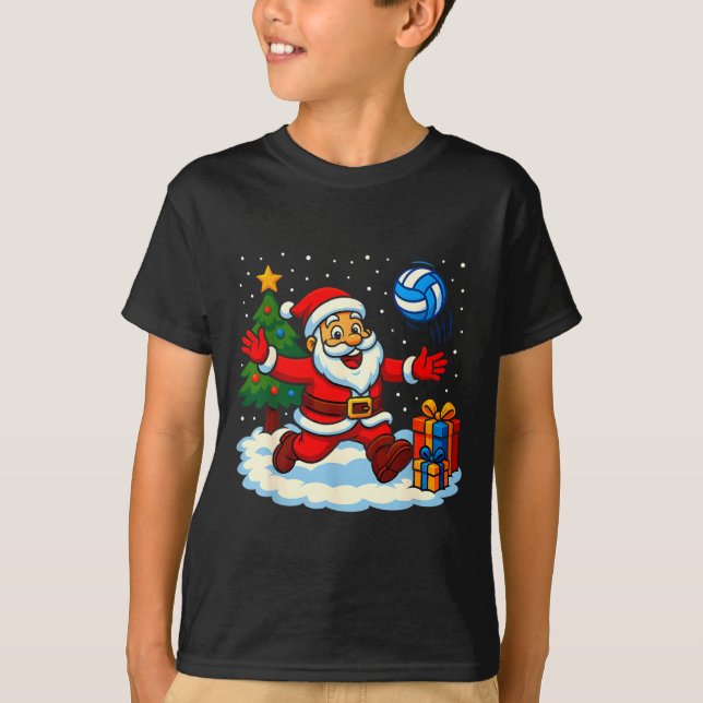 Santa Volleyball Playing Srt Christmas Tree Xmas P T-Shirt (Vorderseite)