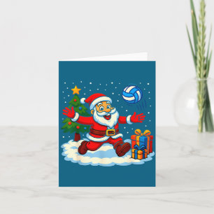 Santa Volleyball spielend Srt Weihnachtsbaum Xmas Karte
