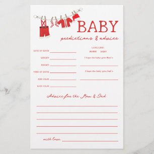 Santa-Vorhersagen & Ratschläge Baby Shower Spiel Flyer