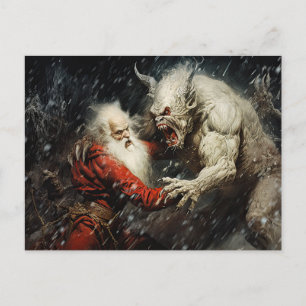 Santa VS Krampus Postkarte