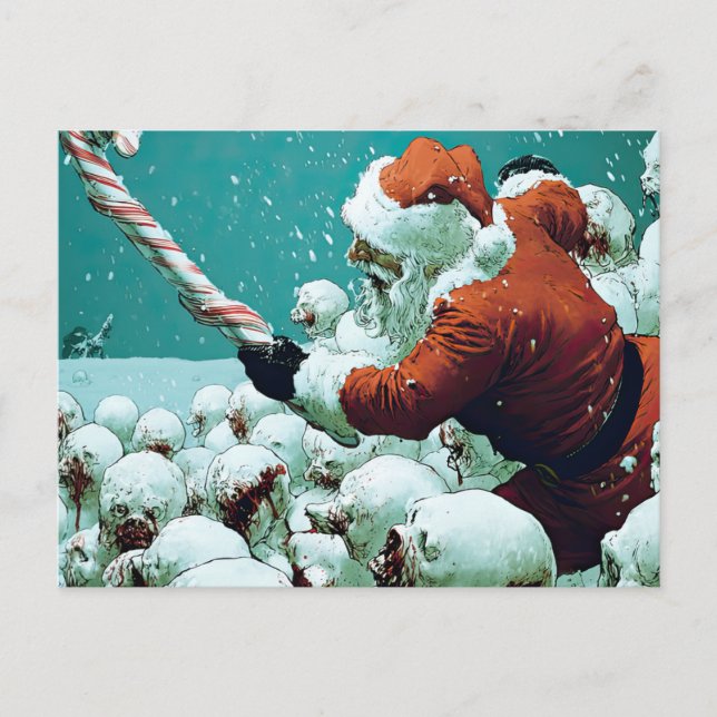 Santa vs Snowmen Flat Greeting Card Postkarte (Vorderseite)
