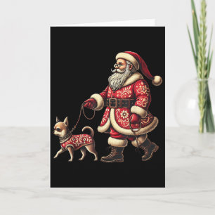 Santa Walking Chihuahua Weihnachten Hunde Liebhabe Karte